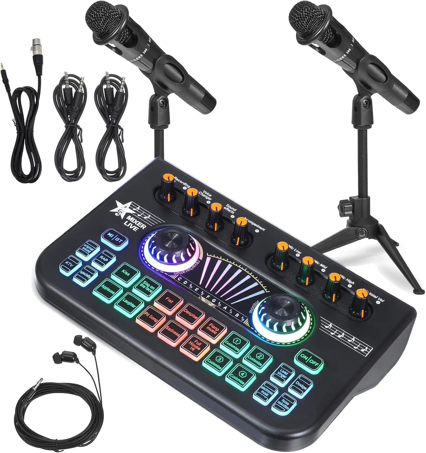 میکسر حرفه ای پادکست DJ و کارت صدای زنده میکسر صدا با تغییر صدا میکروفون برای پخش زنده بازی و ضبط پادکست تجهیزات ضبط همه کاره