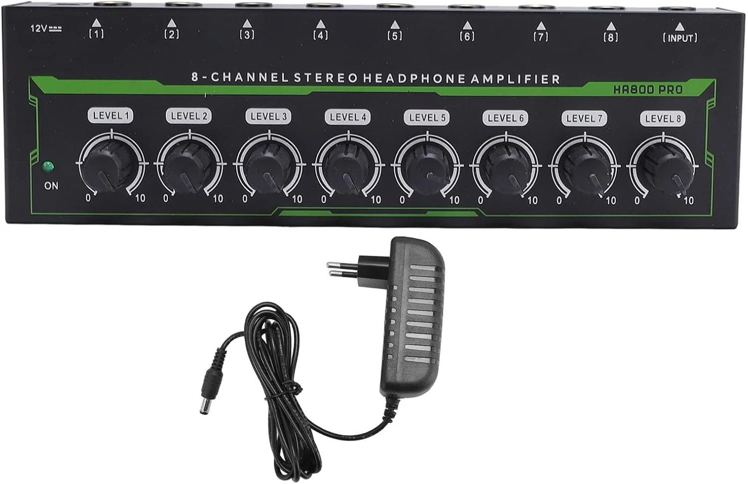 تقویت کننده هدفون استودیویی 8 کاناله با کنترل صدای مستقل، تقویت کننده عملیاتی 4580، بدنه فلزی مقاوم (Eujgoovwy1qbxazi8-12)