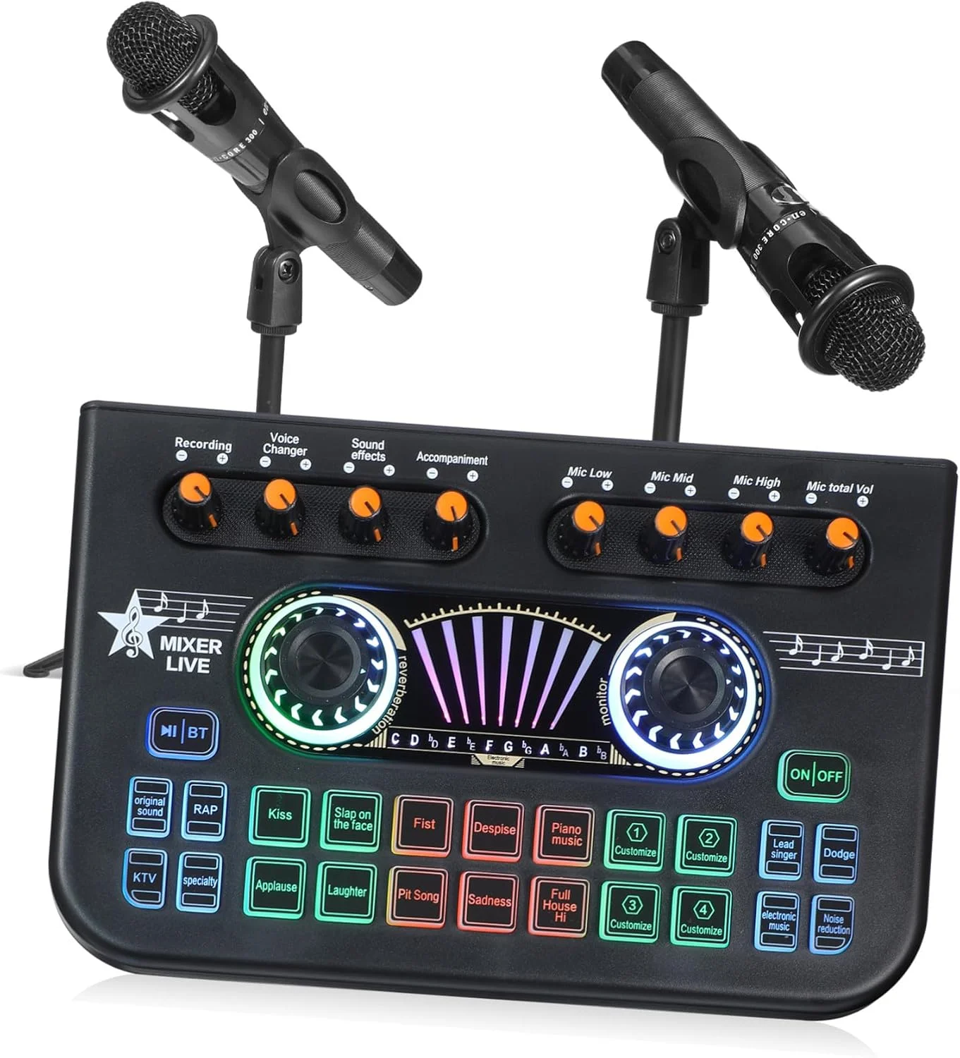 تجهیزات پادکست UPKOCH با میکروفون دوتایی و کارت صدا، میکسر DJ حرفه ای، رابط صوتی برای پادکست، پخش زنده، ضبط استودیو و بازی