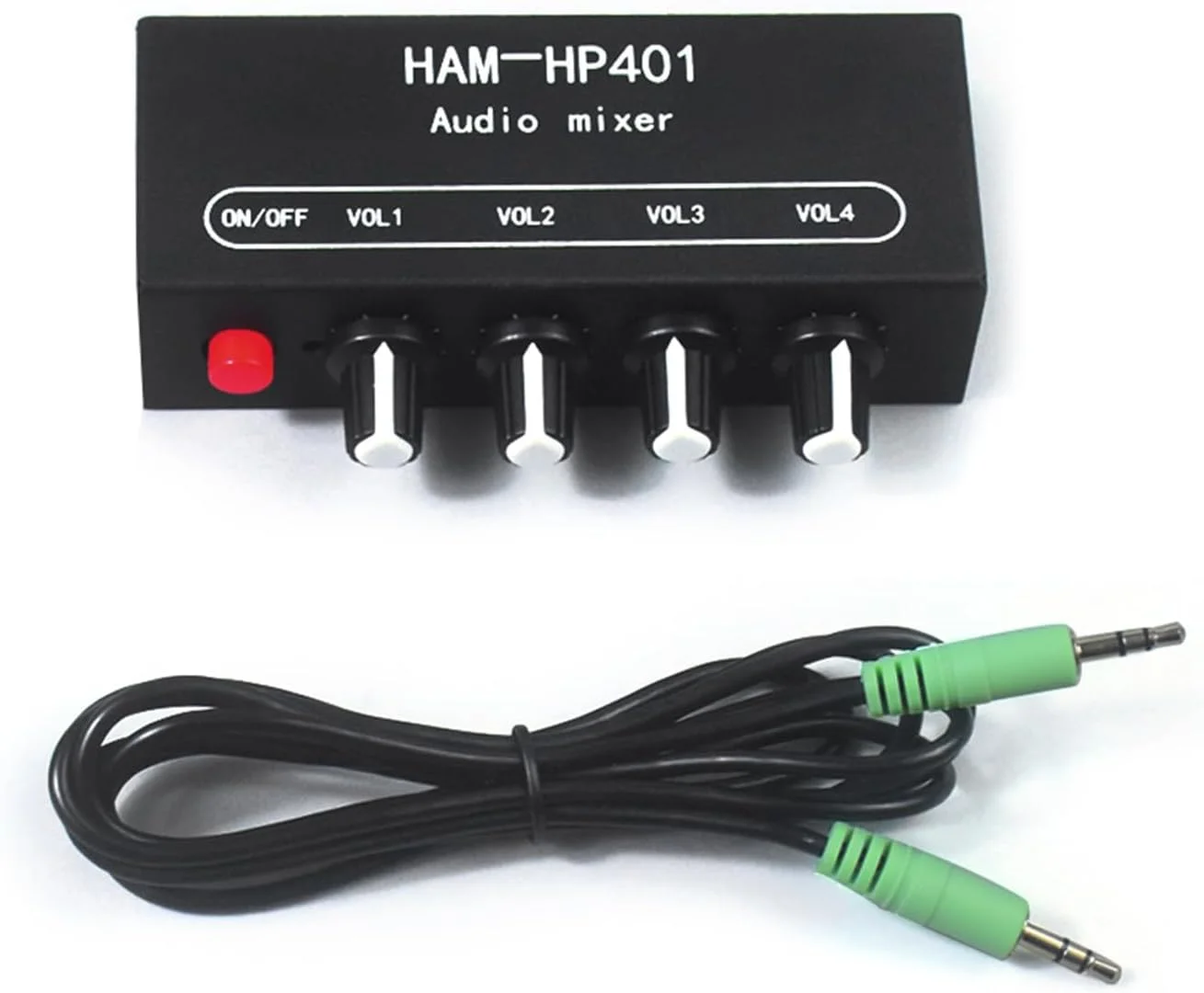 میکسر صوتی استریو HP401، 4 ورودی 1 خروجی، برد کنترل مجزا، دستگاه میکس صدا، آمپلی فایر هدفون DC12V