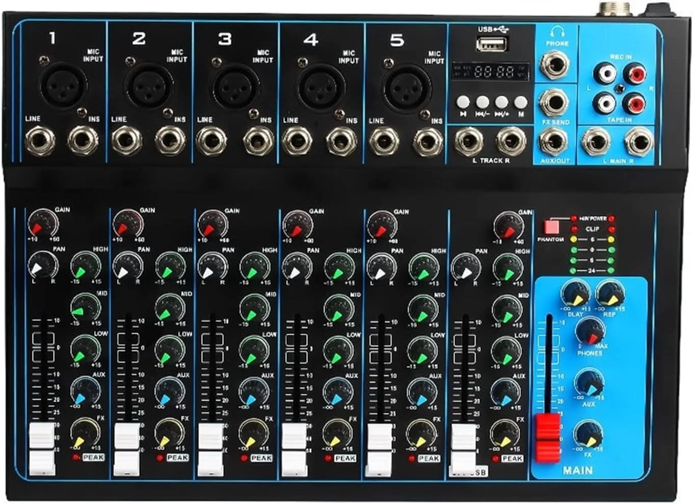 میکسر صدای حرفه ای استودیویی زنده رومیزی مینی میکسر USB میکسر صدا DJ KTV نمایش 7 کانال برای مهمانی