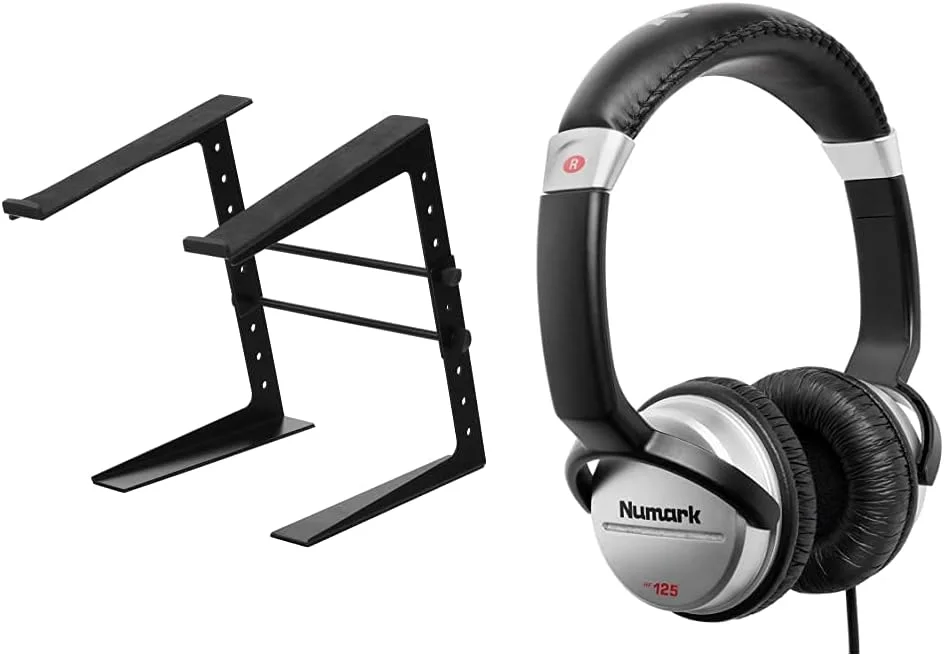پایه لپ تاپ پرونومیک LS-100 (قابل تنظیم ارتفاع) مشکی و هدفون حرفه ای DJ نومارک HF125 با کابل 2 متری و بلندگوهای 40 میلی متری، مشکی