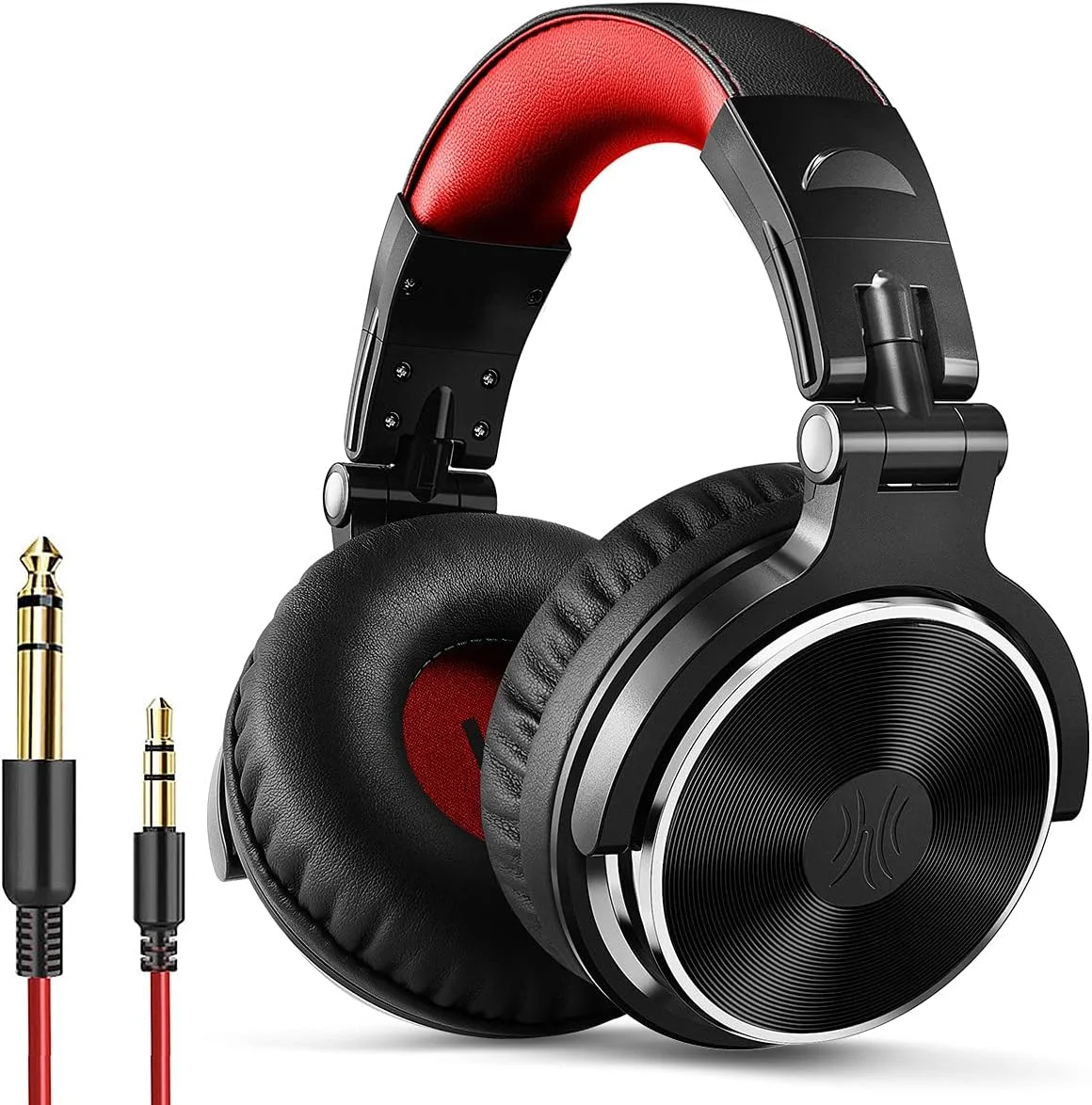 هدفون روگوشی Oneodio، هدفون مانیتورینگ استودیویی DJ با پشت بسته، هدفون های بدون عایق، هدفون های عایق صدا، قرمز/مشکی
