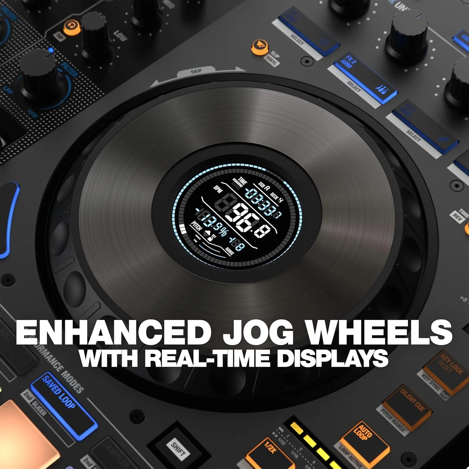 ریلوپ Mixon 8 Pro | کنترلر پرفورمنس 4 کاناله چند پلتفرمی برای Serato و djay، نمایشگرهای Jogwheel و 4 سوییچ Instant-FX، رابط صوتی دوگانه با USB-C و میکس مستقل
