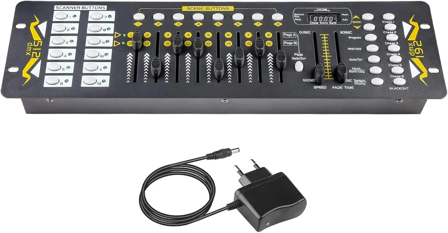 کنترلر نورپردازی DMX، کنترلر نور DJ برای سالن اجرای زنده، کنترلر DMX 512 برای نور صحنه، کنترلر نورپردازی DMX با 192 کانال برای مهمانی خانوادگی.