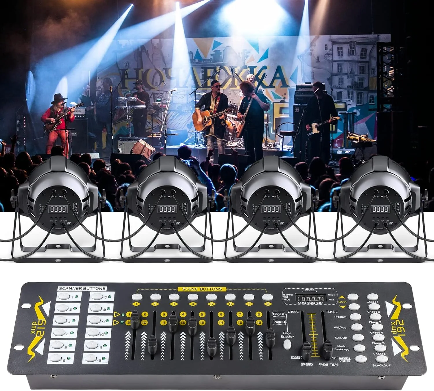 کنترلر نورپردازی DMX، کنترلر نور DJ برای سالن اجرای زنده، کنترلر DMX 512 برای نور صحنه، کنترلر نورپردازی DMX با 192 کانال برای مهمانی خانوادگی.