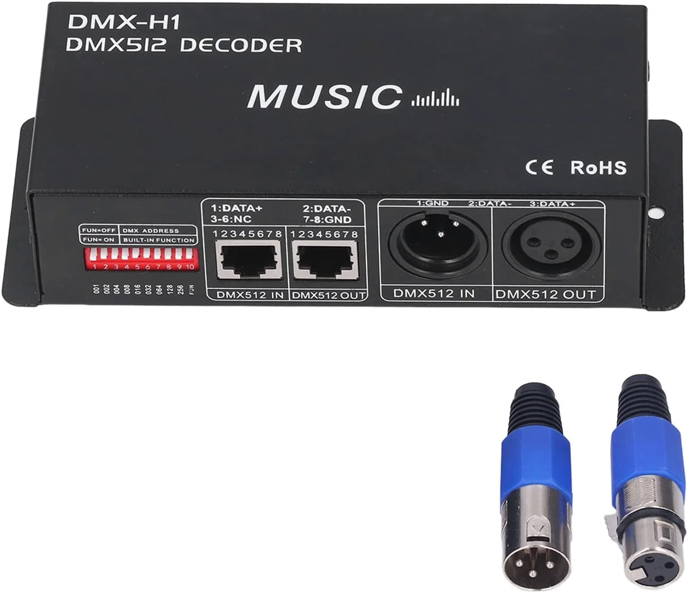 رمزگشای 4 کاناله DMX-512، کنترلر رمزگشای LED مدل DMX-512، کنترلر رمزگشای LED کم نور RGB قابل تنظیم برای بارها، هتل ها، کافه ها (8 آمپر در هر کانال)