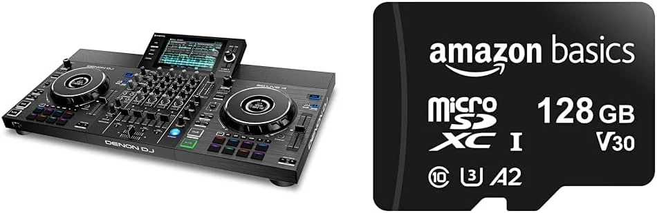 Denon DJ SC LIVE 4 - کنترلر دی جی مستقل و کارت حافظه MicroSDXC آمازون بیسیکس، 128 گیگابایت، با آداپتور SD، A2، U3، حداکثر سرعت خواندن 100 مگابایت بر ثانیه، مشکی