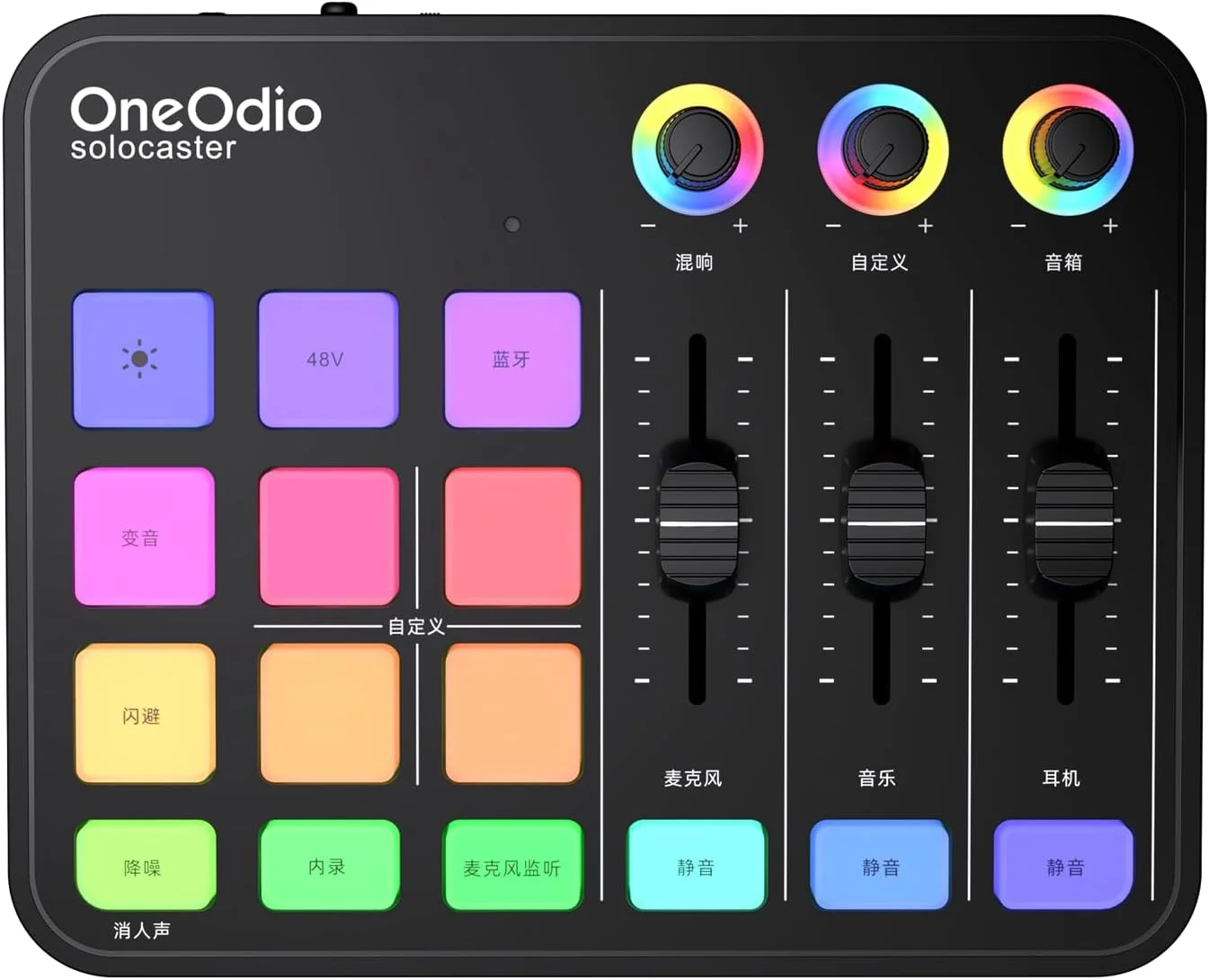 کارت صدای گیمینگ OneOdio با نورپردازی RGB، بلوتوث، میکسر DJ و تغییر صدا برای ضبط پادکست
