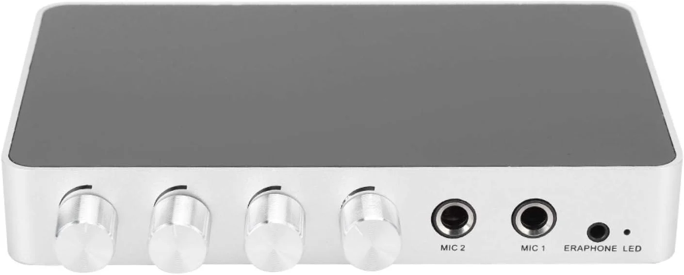 میکسر صدای کارائوکه 4K 1080P HD با قابلیت تغییر اندازه 4K2K - میکسر صدا و تقویت کننده کارائوکه با دو ورودی میکروفون فلزی برای استیج، اتاق KTV (سفید)