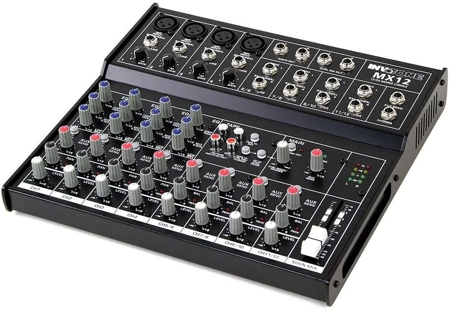 میکسر استودیویی PA مدل MX12، میکسر 12 کاناله مناسب استیج (+48V فانتوم پاور برای کندانساتور)