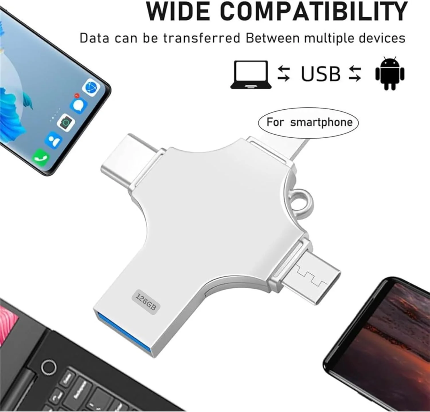 فلش مموری 256 گیگابایتی USB 4 در 1، فلش درایو USB 3.0 با سرعت بالا، دستگاه ذخیره سازی قابل حمل مینی جامپ درایو، حافظه خارجی