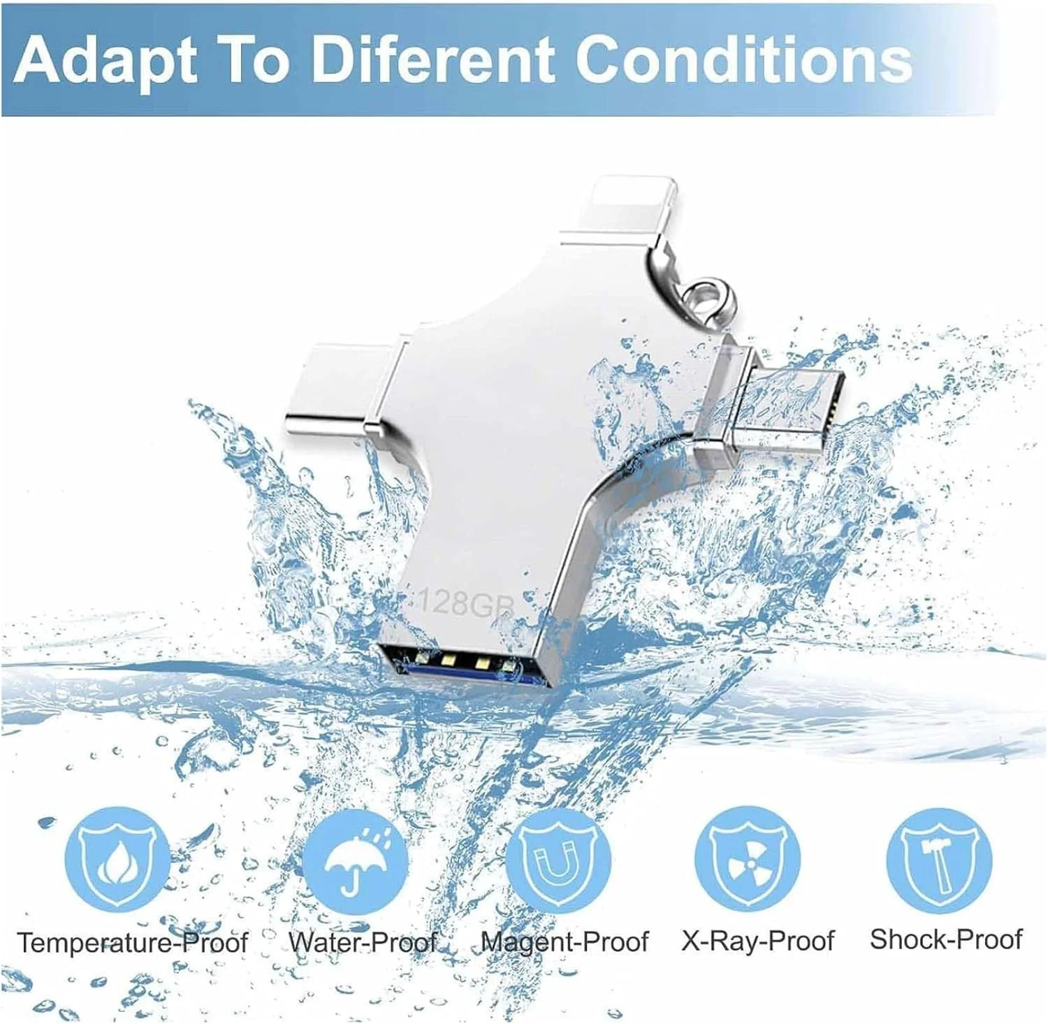 فلش مموری 256 گیگابایتی USB 4 در 1، فلش درایو USB 3.0 با سرعت بالا، دستگاه ذخیره سازی قابل حمل مینی جامپ درایو، حافظه خارجی