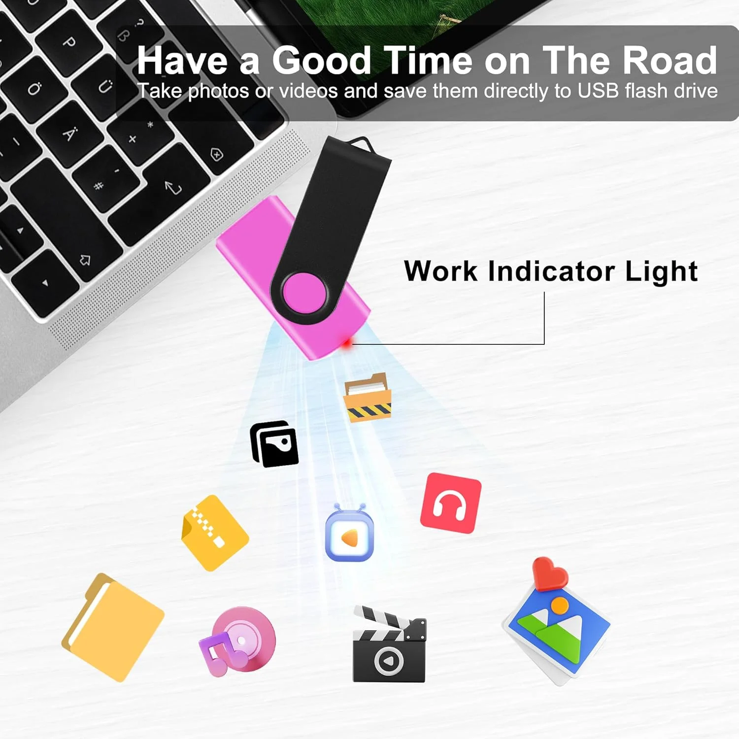 بسته 10 عددی فلش مموری 8 گیگابایتی به همراه 2 عدد آداپتور USB-C، سازگار با کامپیوتر، لپ تاپ، مک و آداپتور برای دستگاه های USB-C (10 رنگ مختلف)