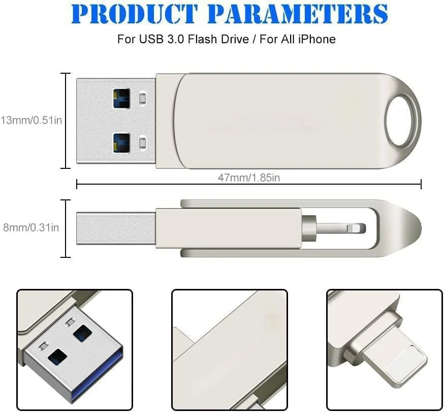 فلش مموری USB با پشتیبانی از آیفون 512 گیگابایت - فلش درایو USB سرعت بالا (سفید، 512 گیگابایت) فلش مموری USB با پشتیبانی از آیفون 512 گیگابایت - فلش درایو USB سرعت بالا (سفید، 512 گیگابایت)