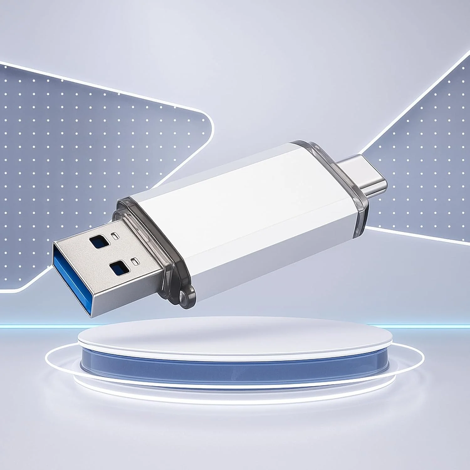 فلش مموری USB دوکاره 64 گیگابایت - فلش درایو USB 3.0 و Type-C، مناسب برای تلفن های هوشمند، لپ تاپ ها و کامپیوترها، خاکستری نقره ای فلش مموری USB دوکاره 64 گیگابایت - فلش درایو USB 3.0 و Type-C، مناسب برای تلفن های هوشمند، لپ تاپ ها و کامپیوترها، خاکستری نقره ای