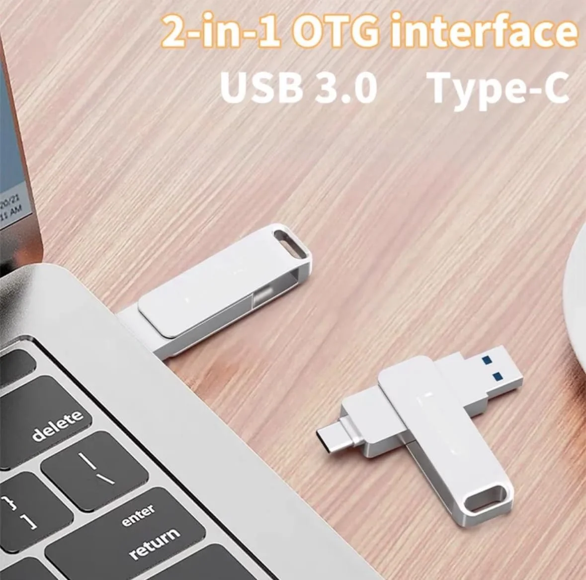 فلش مموری 2 ترابایتی USB 3.2 Type-C، رابط OTG دو در یک، حافظه پرسرعت، سفید فلش مموری 2 ترابایتی USB 3.2 Type-C، رابط OTG دو در یک، حافظه پرسرعت، سفید