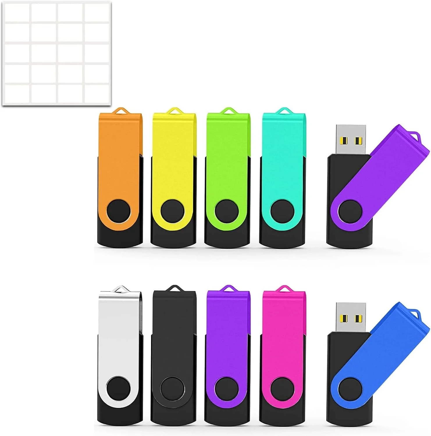 فلش مموری 2 گیگابایتی بسته 10 عددی، فلش درایو 2 گیگابایتی، طراحی چرخشی با نشانگر LED، جامپ درایو، گیگ استیک، مموری استیک، قلم درایو