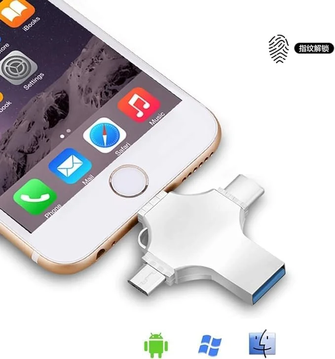 فلش درایو ۱ ترابایتی ۴ در ۱ USB 3.0 با ظرفیت ۱۰۰۰ گیگابایت، مناسب برای آیفون، اندروید، آیپد، مک، کامپیوتر، گلکسی اس، ویندوز، فلش مموری سریع با کانکتور USB A، USB C، میکرو USB و آیفون، حافظه قابل حمل فلش درایو ۱ ترابایتی ۴ در ۱ USB 3.0 با ظرفیت ۱۰۰۰ گیگابایت، مناسب برای آیفون، اندروید، آیپد، مک، کامپیوتر، گلکسی اس، ویندوز، فلش مموری سریع با کانکتور USB A، USB C، میکرو USB و آیفون، حافظه قابل حمل