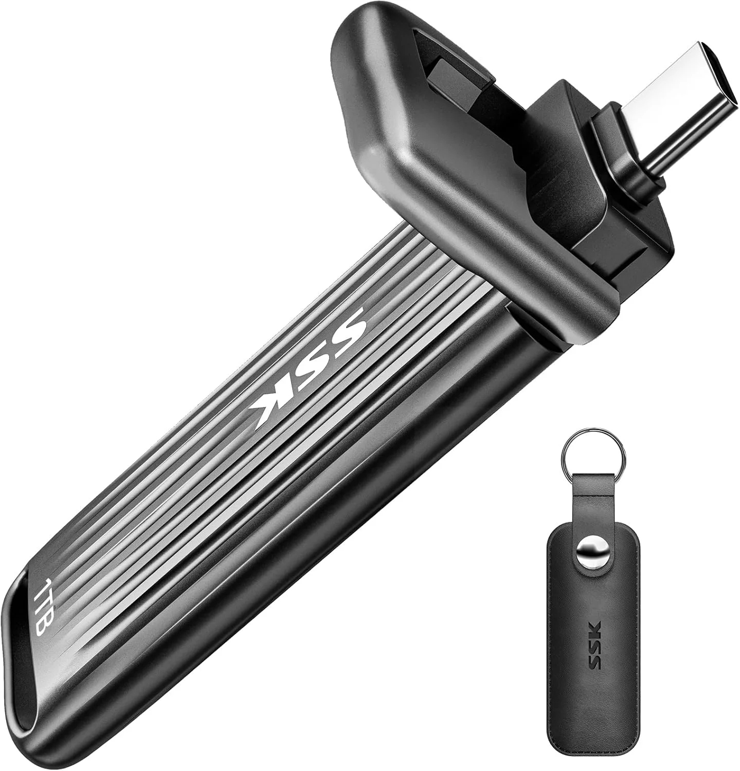 حافظه اس اس دی 1 ترابایتی USB C مدل SSK، حداکثر سرعت تا 2000 مگابایت بر ثانیه فقط برای USB3.2 Gen2x2، فلش مموری اکسترنال قابل حمل سازگار با گوشی های اندروید، مک بوک، پشتیبانی از آیفون 15/16 پرو پرو رز