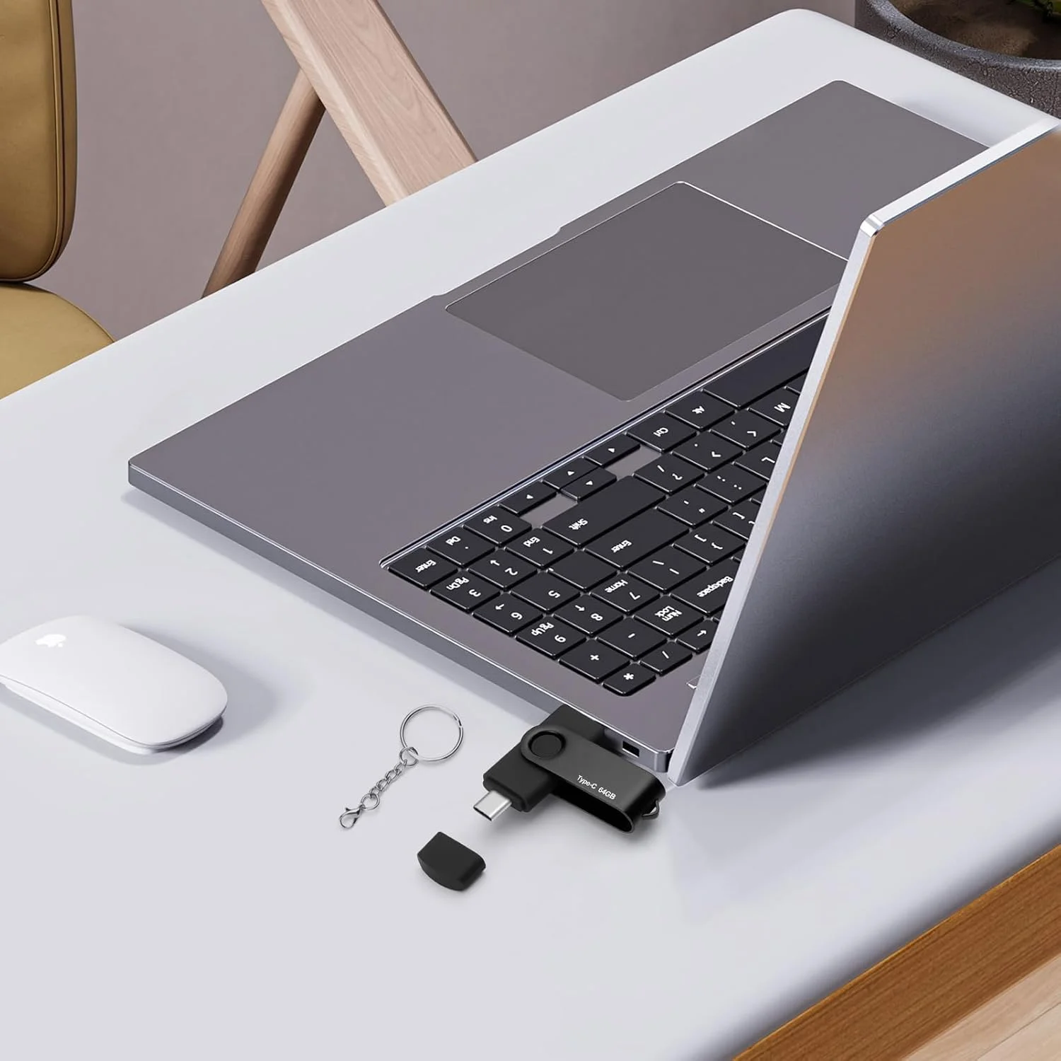 فلش مموری 64 گیگابایتی Type-C USB 3.0/ USB-C 2-in-1 OTG چرخشی، مناسب برای ذخیره سازی اطلاعات، فلش درایو انگشتی برای تلفن های هوشمند/تبلت ها/کامپیوتر (مشکی)