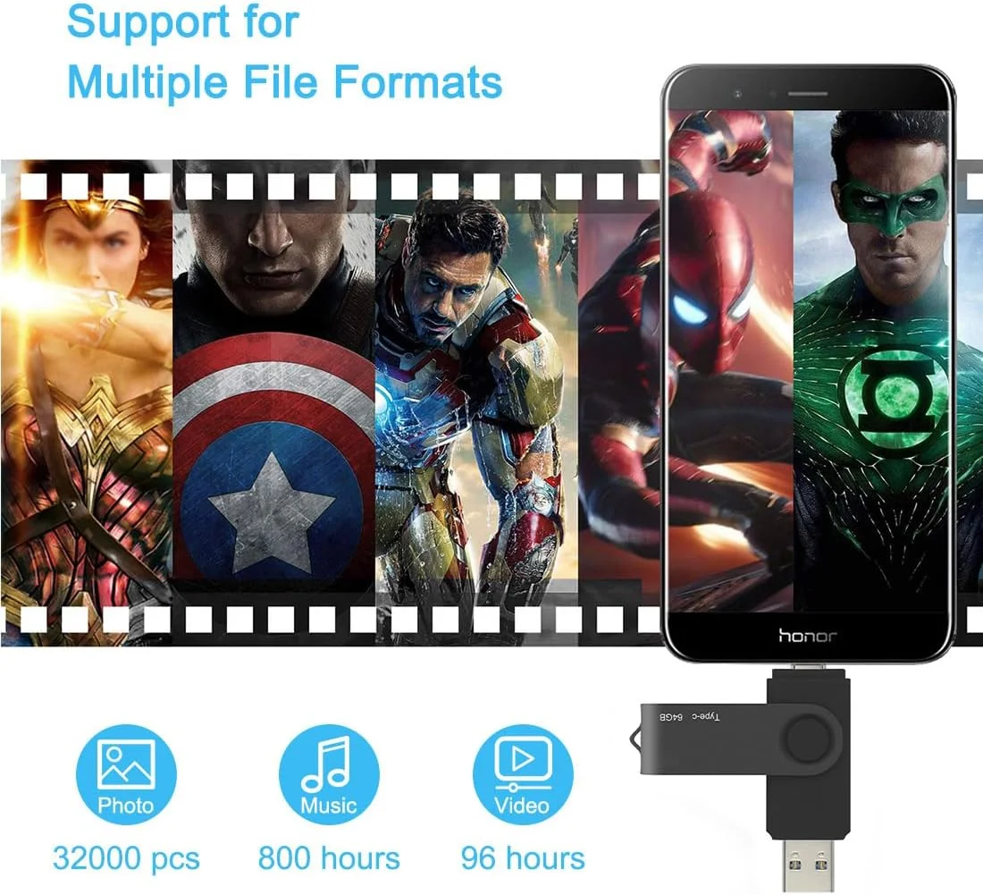 فلش مموری 64 گیگابایتی Type-C USB 3.0/ USB-C 2-in-1 OTG چرخشی، مناسب برای ذخیره سازی اطلاعات، فلش درایو انگشتی برای تلفن های هوشمند/تبلت ها/کامپیوتر (مشکی) فلش مموری 64 گیگابایتی Type-C USB 3.0/ USB-C 2-in-1 OTG چرخشی، مناسب برای ذخیره سازی اطلاعات، فلش درایو انگشتی برای تلفن های هوشمند/تبلت ها/کامپیوتر (مشکی)