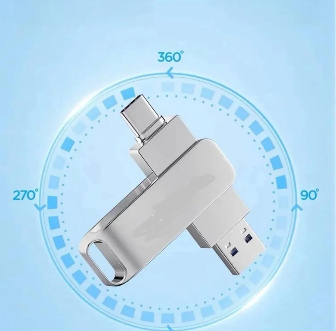 فلش مموری 64 ترابایت چرخشی 2 در 1 USB 3.0 آداپتور رابط OTG Type-C، نقره ای فلش مموری 64 ترابایت چرخشی 2 در 1 USB 3.0 آداپتور رابط OTG Type-C، نقره ای