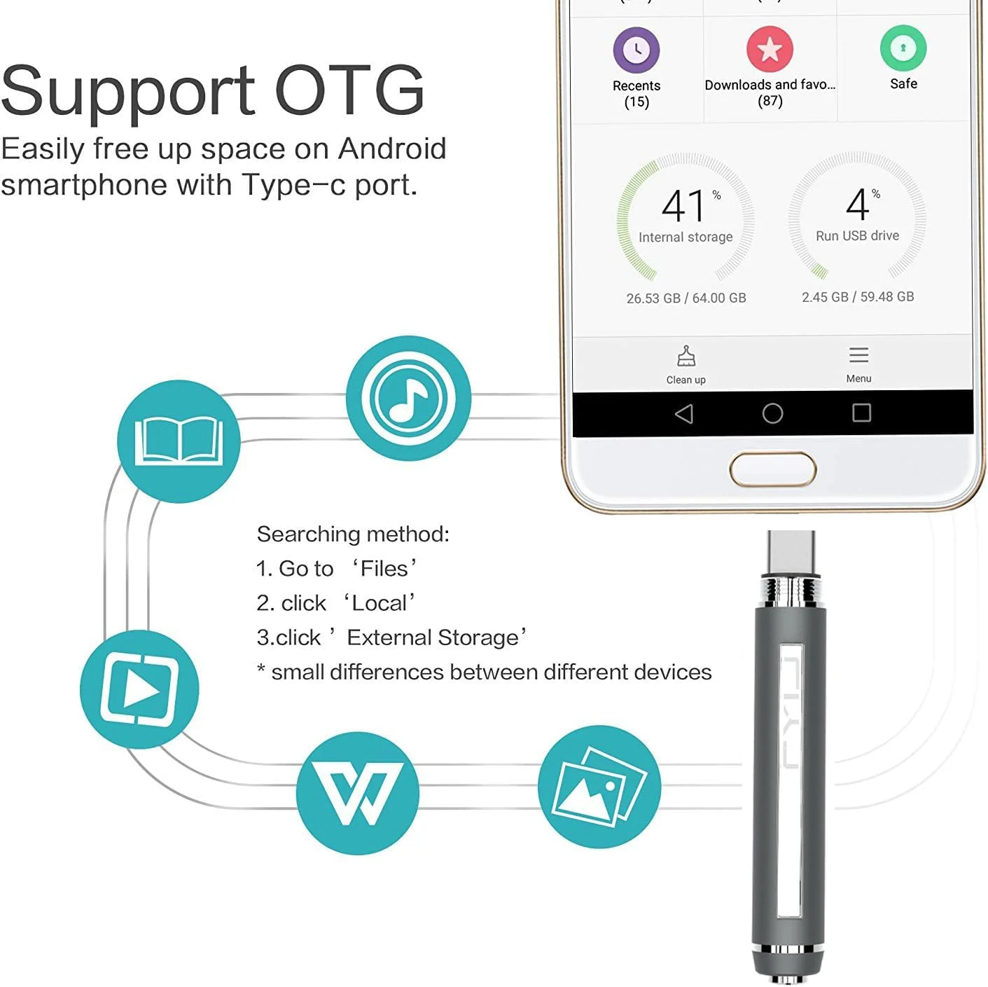 فلش مموری 128 گیگابایتی USB C به شکل قلم، فلش مموری قابل حمل USB با طراحی قلم، Type C + Dual USB 3.0 فلش مموری پرسرعت با نوشتن روان، سازگار با تلفن هوشمند، تبلت، کامپیوتر
