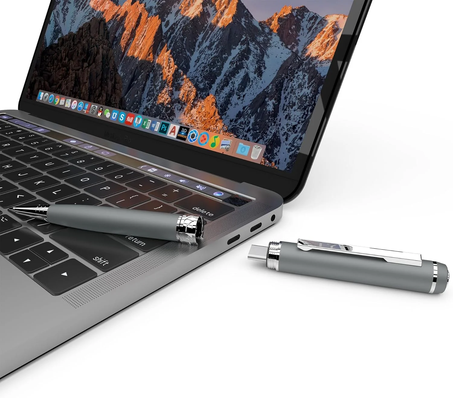 فلش مموری 128 گیگابایتی USB C به شکل قلم، فلش مموری قابل حمل USB با طراحی قلم، Type C + Dual USB 3.0 فلش مموری پرسرعت با نوشتن روان، سازگار با تلفن هوشمند، تبلت، کامپیوتر