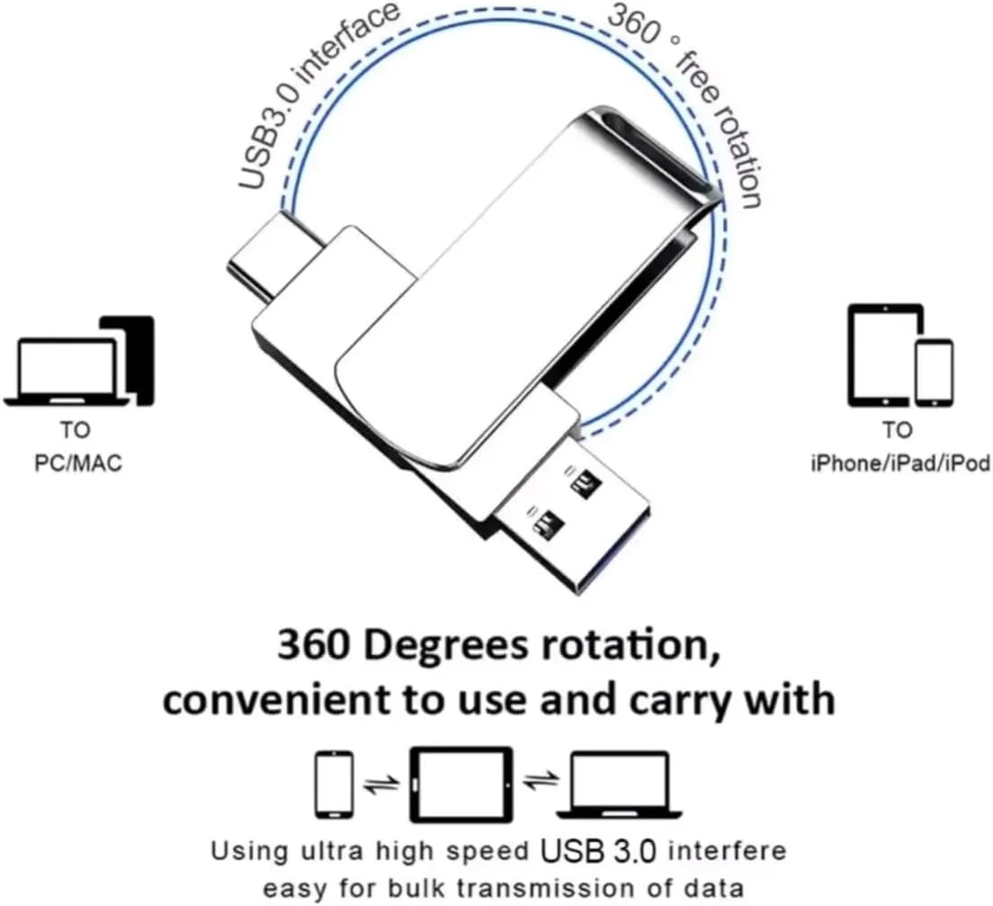فلش مموری USB، 64 گیگابایت، چند منظوره، سازگار با آیفون/آیپد/آیپاد/اندروید/ویندوز فلش مموری USB، 64 گیگابایت، چند منظوره، سازگار با آیفون/آیپد/آیپاد/اندروید/ویندوز