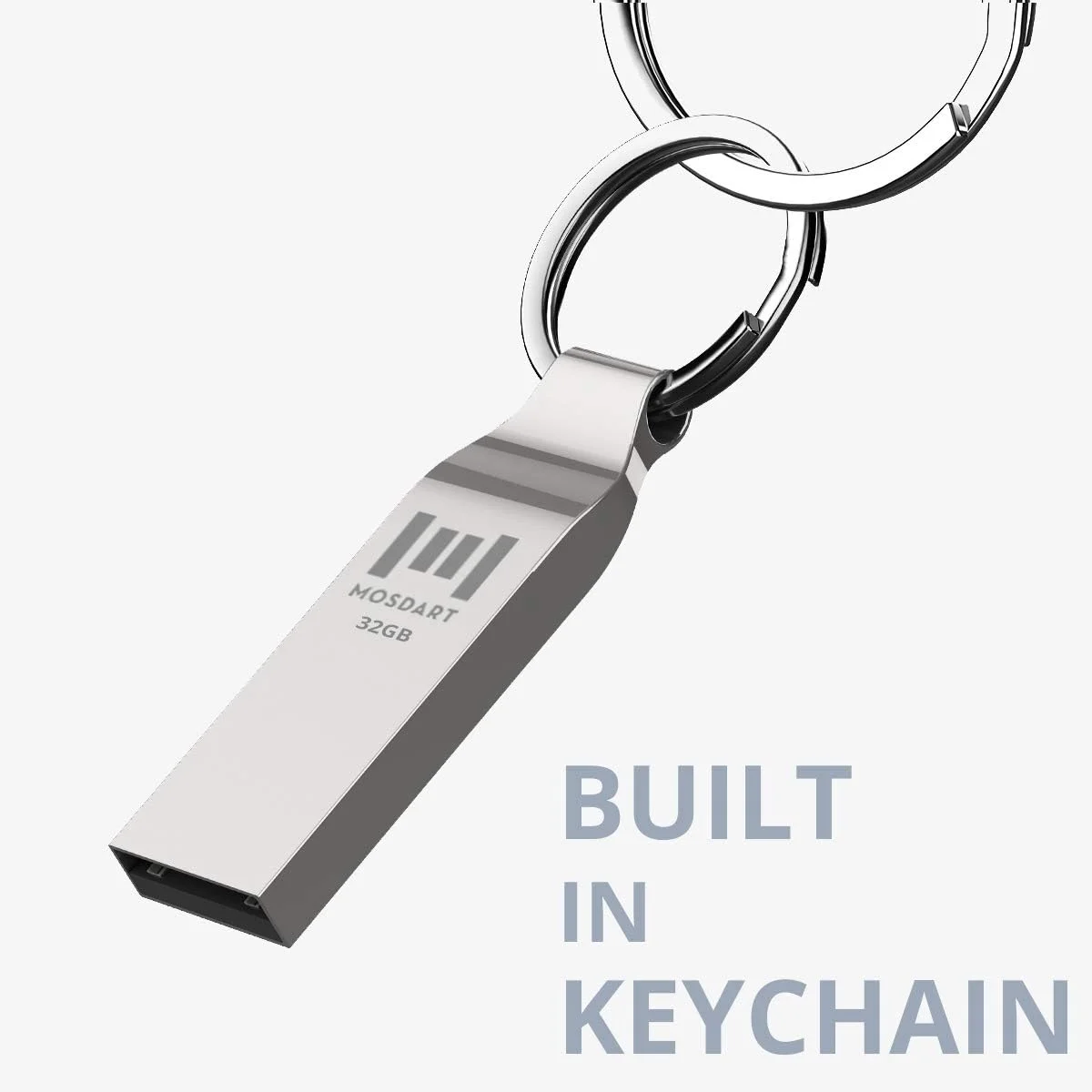 فلش مموری 32 گیگابایتی USB2.0 ضد آب MOSDART، فلش فلزی FAT32 با جاکلیدی، برای پشتیبان گیری سیستم، ذخیره سازی داده، نقره ای فلش مموری 32 گیگابایتی USB2.0 ضد آب MOSDART، فلش فلزی FAT32 با جاکلیدی، برای پشتیبان گیری سیستم، ذخیره سازی داده، نقره ای