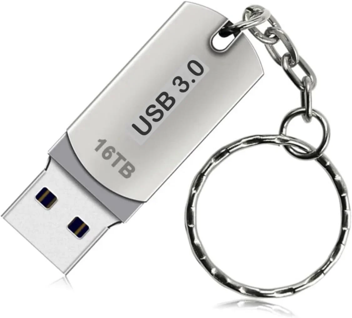 فلش مموری 16 ترابایتی USB 3.0 فلزی، طراحی چرخان 360 درجه با جاکلیدی، نقره ای فلش مموری 16 ترابایتی USB 3.0 فلزی، طراحی چرخان 360 درجه با جاکلیدی، نقره ای
