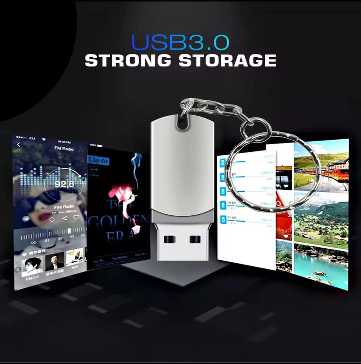 فلش مموری 16 ترابایتی USB 3.0 فلزی، طراحی چرخان 360 درجه با جاکلیدی، نقره ای فلش مموری 16 ترابایتی USB 3.0 فلزی، طراحی چرخان 360 درجه با جاکلیدی، نقره ای