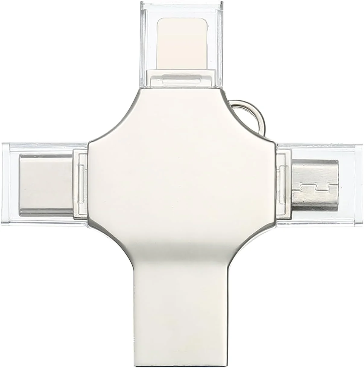 فلش مموری 128 گیگابایتی 4 در 1 فلزی Labymos، فلش مموری کوچک دو منظوره برای موبایل و کامپیوتر، پشتیبانی از دستگاه های Type-C، Micro USB و iOS فلش مموری 128 گیگابایتی 4 در 1 فلزی Labymos، فلش مموری کوچک دو منظوره برای موبایل و کامپیوتر، پشتیبانی از دستگاه های Type-C، Micro USB و iOS