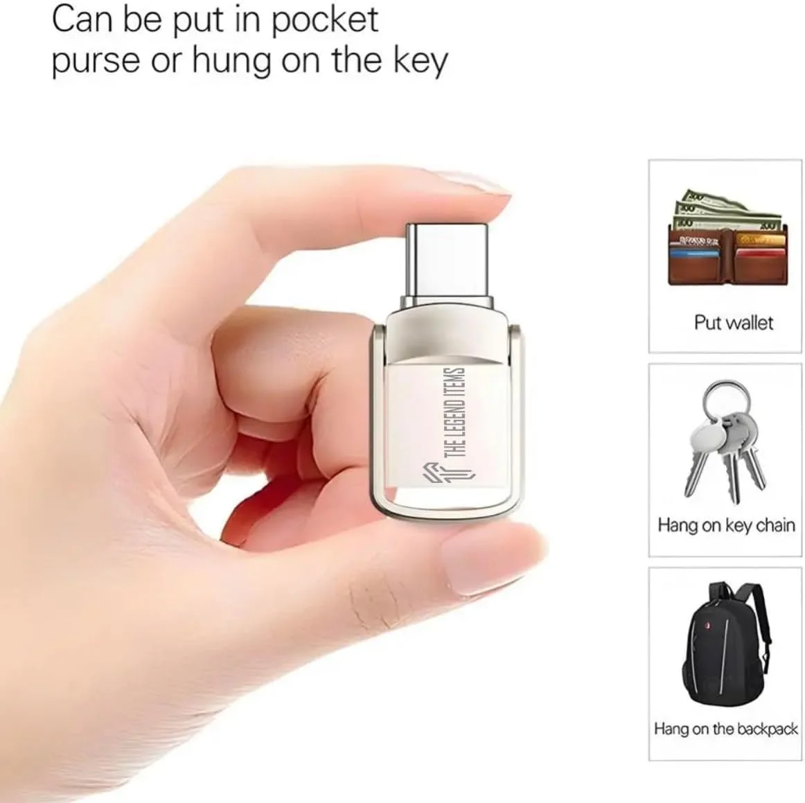 فلش مموری 2 ترابایتی با کانکتور دوگانه USB - ذخیره سازی اطلاعات با سرعت بالا Type-C - دستگاه OTG جمع و جور برای تلفن های هوشمند، تبلت ها، کامپیوتر - فلزی/آلیاژی (نقره ای) فلش مموری 2 ترابایتی با کانکتور دوگانه USB - ذخیره سازی اطلاعات با سرعت بالا Type-C - دستگاه OTG جمع و جور برای تلفن های هوشمند، تبلت ها، کامپیوتر - فلزی/آلیاژی (نقره ای)