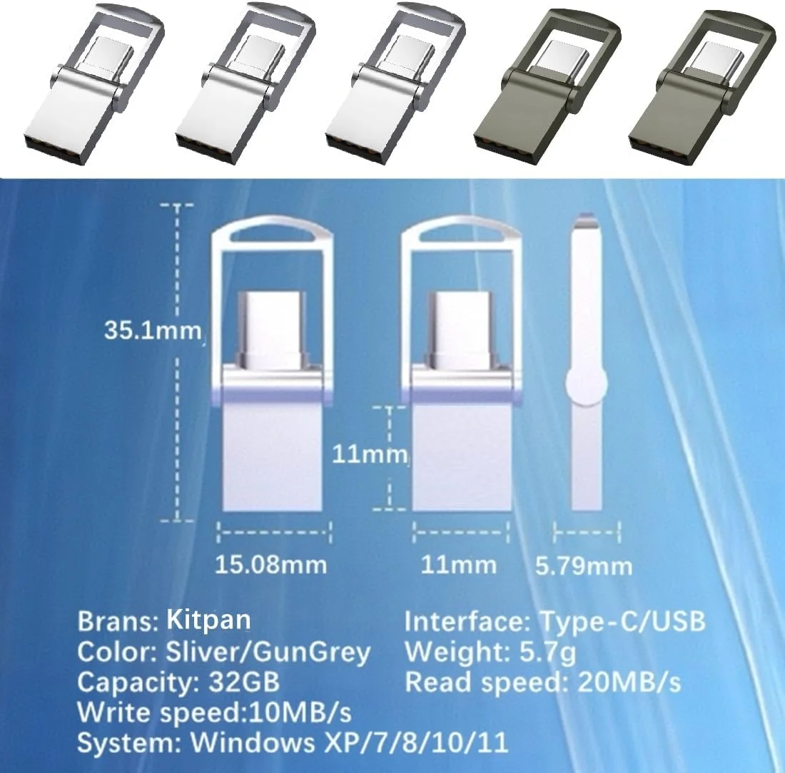 پک 5 عددی فلش مموری 32 گیگابایتی Ultra Dual Drive USB Type-C، فلش مموری 2 در 1 Type-C و USB 2.0 برای تلفن های هوشمند، تبلت ها، کامپیوترها، دستگاه های اندرویدی (3 نقره ای 2 خاکستری) پک 5 عددی فلش مموری 32 گیگابایتی Ultra Dual Drive USB Type-C، فلش مموری 2 در 1 Type-C و USB 2.0 برای تلفن های هوشمند، تبلت ها، کامپیوترها، دستگاه های اندرویدی (3 نقره ای 2 خاکستری)