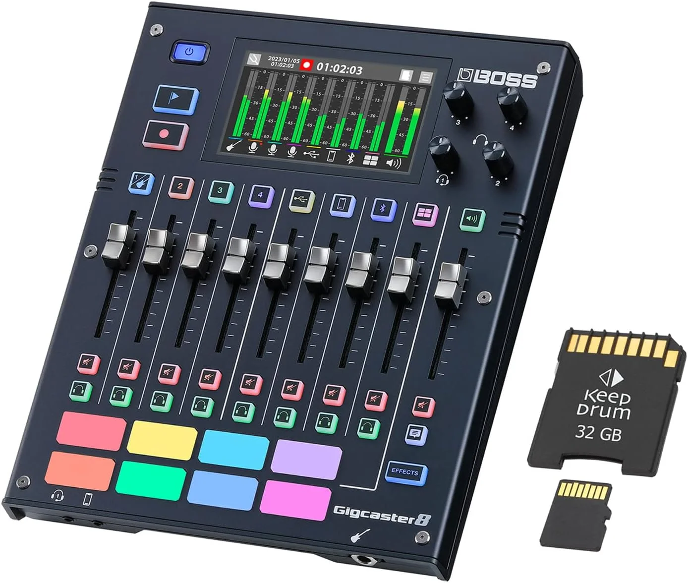 میکسر استریمینگ صوتی باس GCS-8 Gigcaster + کارت حافظه keepdrum