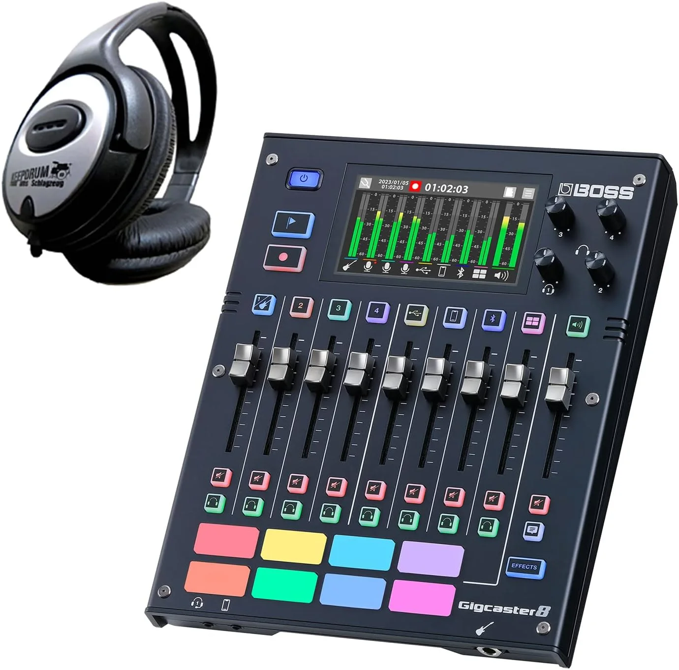 میکسر استریمینگ صوتی باس GCS-8 Gigcaster + هدفون keepdrum