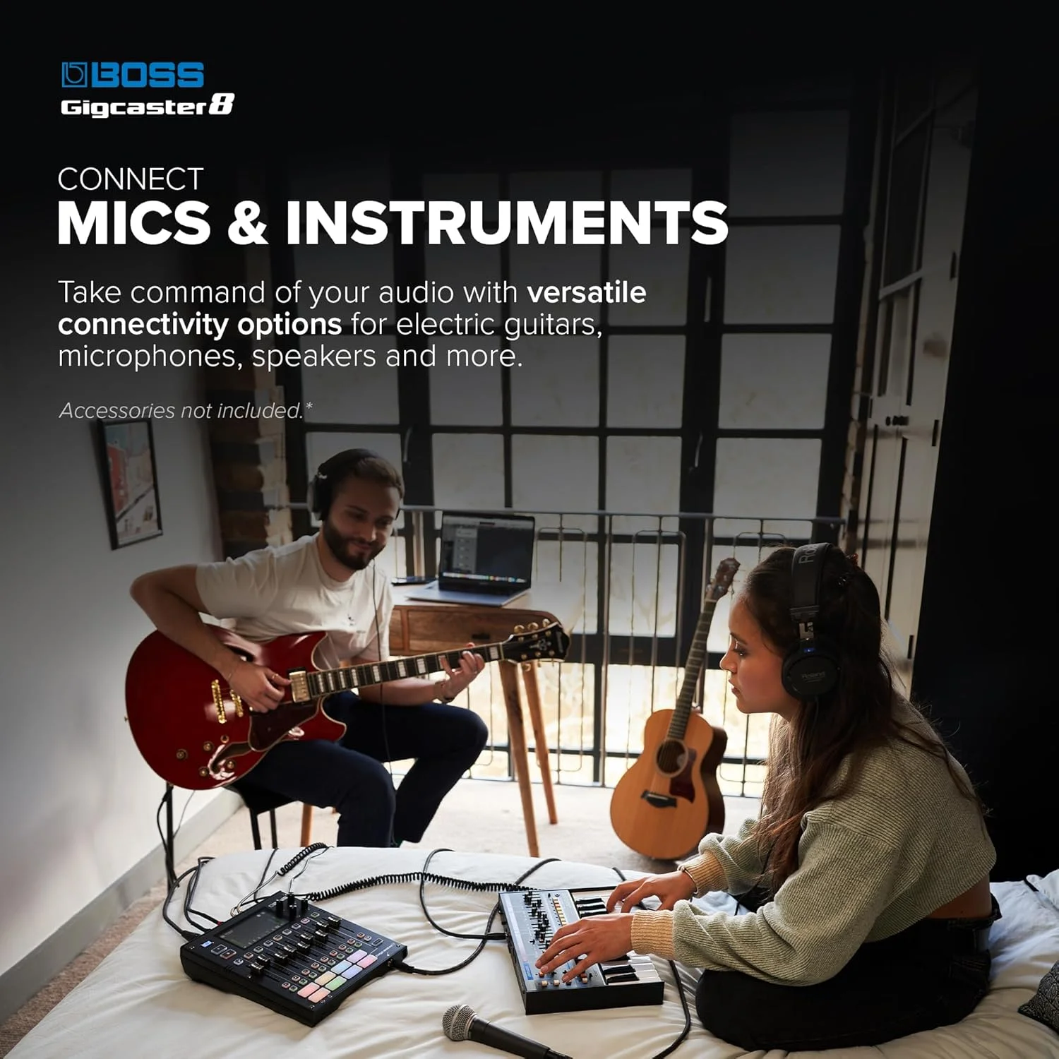 میکسر استریمینگ صوتی 8 کاناله BOSS Gigcaster 8 با ورودی مستقیم گیتار/باس | 4 ورودی کمبو XLR/TRS | میکروفون استریو داخلی | 8 پد SFX | رابط صوتی USB 20x14 | ضبط داخلی