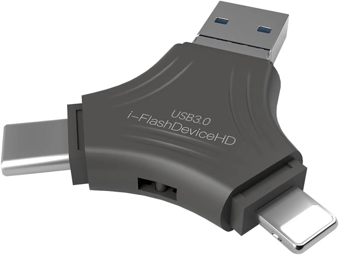 HASTHIP® YourBrand فلش مموری 128 گیگابایتی 4 در 1 USB برای آیفون، آیپد، اندروید، کامپیوتر، USB 3.0، Type-C، میکرو، کانکتور دوگانه، حافظه اکسترنال پرسرعت، فلش درایو برای گوشی های هوشمند و تبلت ها HASTHIP® YourBrand فلش مموری 128 گیگابایتی 4 در 1 USB برای آیفون، آیپد، اندروید، کامپیوتر، USB 3.0، Type-C، میکرو، کانکتور دوگانه، حافظه اکسترنال پرسرعت، فلش درایو برای گوشی های هوشمند و تبلت ها