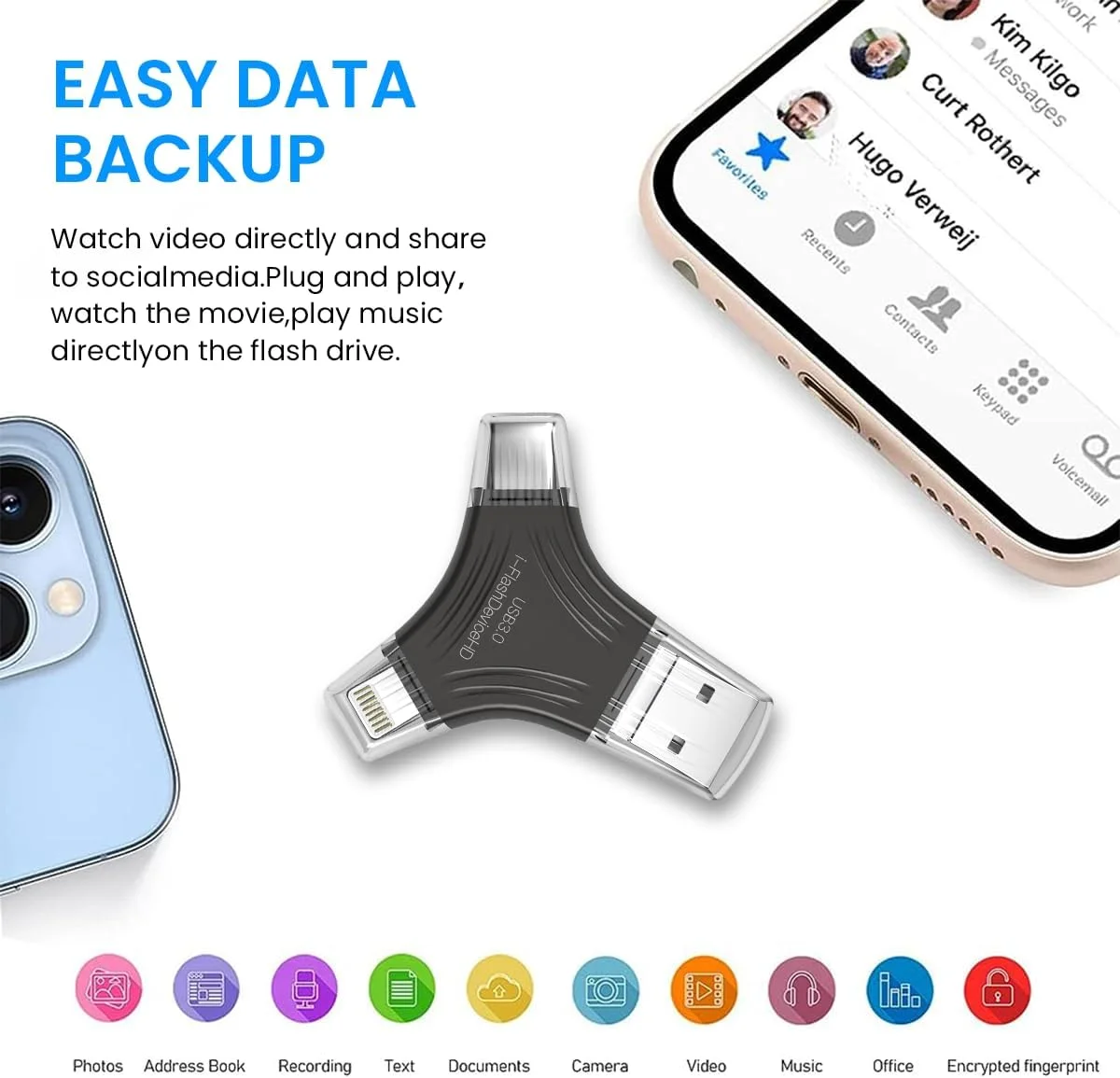 HASTHIP® YourBrand فلش مموری 128 گیگابایتی 4 در 1 USB برای آیفون، آیپد، اندروید، کامپیوتر، USB 3.0، Type-C، میکرو، کانکتور دوگانه، حافظه اکسترنال پرسرعت، فلش درایو برای گوشی های هوشمند و تبلت ها HASTHIP® YourBrand فلش مموری 128 گیگابایتی 4 در 1 USB برای آیفون، آیپد، اندروید، کامپیوتر، USB 3.0، Type-C، میکرو، کانکتور دوگانه، حافظه اکسترنال پرسرعت، فلش درایو برای گوشی های هوشمند و تبلت ها