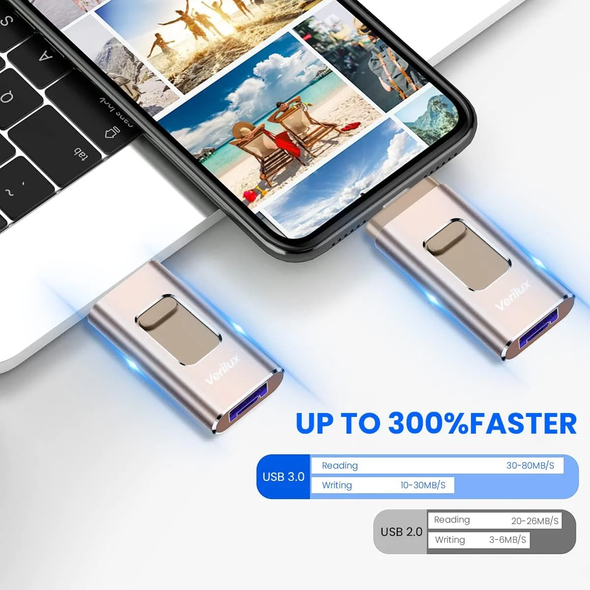 فلش مموری 64 گیگابایتی 4 در 1 HASTHIP® با رابط های لایتنینگ، میکرو USB، USB A و Type-C، مینی فلش مموری سازگار با آیفون، آیپد، اندروید، کامپیوتر و سایر دستگاه ها فلش مموری 64 گیگابایتی 4 در 1 HASTHIP® با رابط های لایتنینگ، میکرو USB، USB A و Type-C، مینی فلش مموری سازگار با آیفون، آیپد، اندروید، کامپیوتر و سایر دستگاه ها