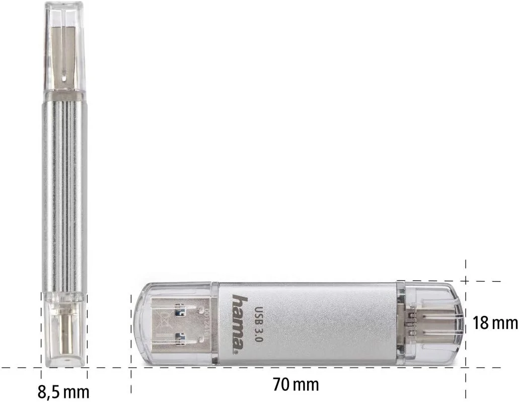 فلش مموری 16 گیگابایتی Hama با USB 3.0 و USB 3.1 Type-C نقره ای، 00124161 فلش مموری 16 گیگابایتی Hama با USB 3.0 و USB 3.1 Type-C نقره ای، 00124161