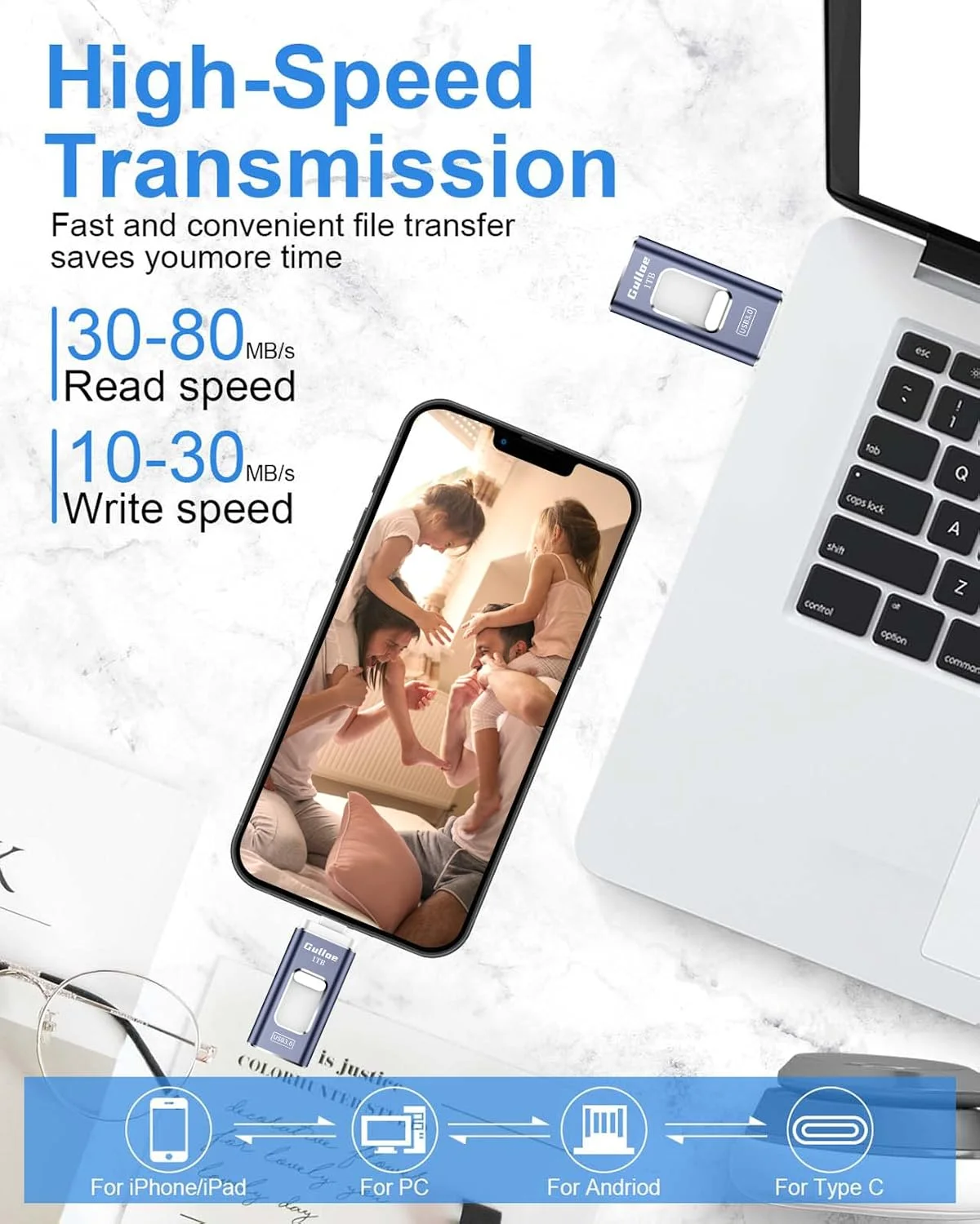 فلش مموری آیفون Gulloe با ظرفیت 1 ترابایت، فلش مموری USB، حافظه خارجی، فلش درایو برای آیفون، آیپد، اندروید، کامپیوتر (آبی روشن) فلش مموری آیفون Gulloe با ظرفیت 1 ترابایت، فلش مموری USB، حافظه خارجی، فلش درایو برای آیفون، آیپد، اندروید، کامپیوتر (آبی روشن)