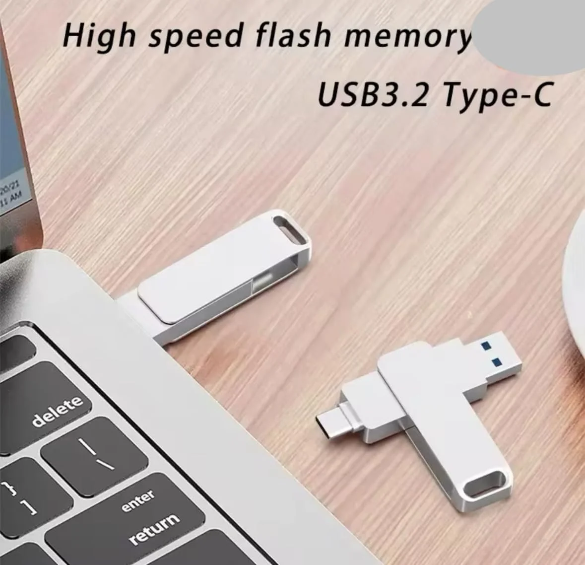 فلش مموری USB با ظرفیت 16 ترابایت، دارای دو پورت USB Type-C و Type-A، نقره ای فلش مموری USB با ظرفیت 16 ترابایت، دارای دو پورت USB Type-C و Type-A، نقره ای