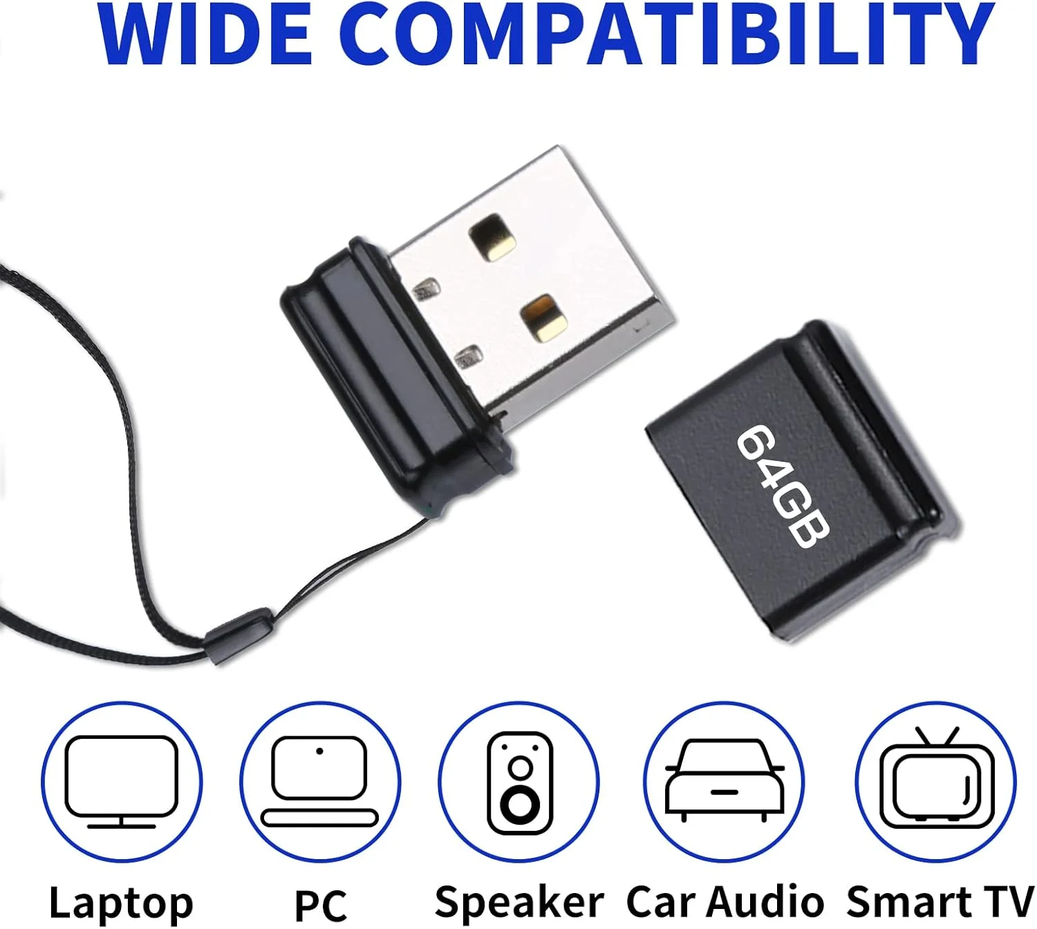 فلش مموری فلزی 64 گیگابایتی USB 2.0 به همراه بند آویز، مناسب برای کامپیوتر، لپ تاپ، تبلت، رادیو ماشین و سایر دستگاه ها فلش مموری فلزی 64 گیگابایتی USB 2.0 به همراه بند آویز، مناسب برای کامپیوتر، لپ تاپ، تبلت، رادیو ماشین و سایر دستگاه ها