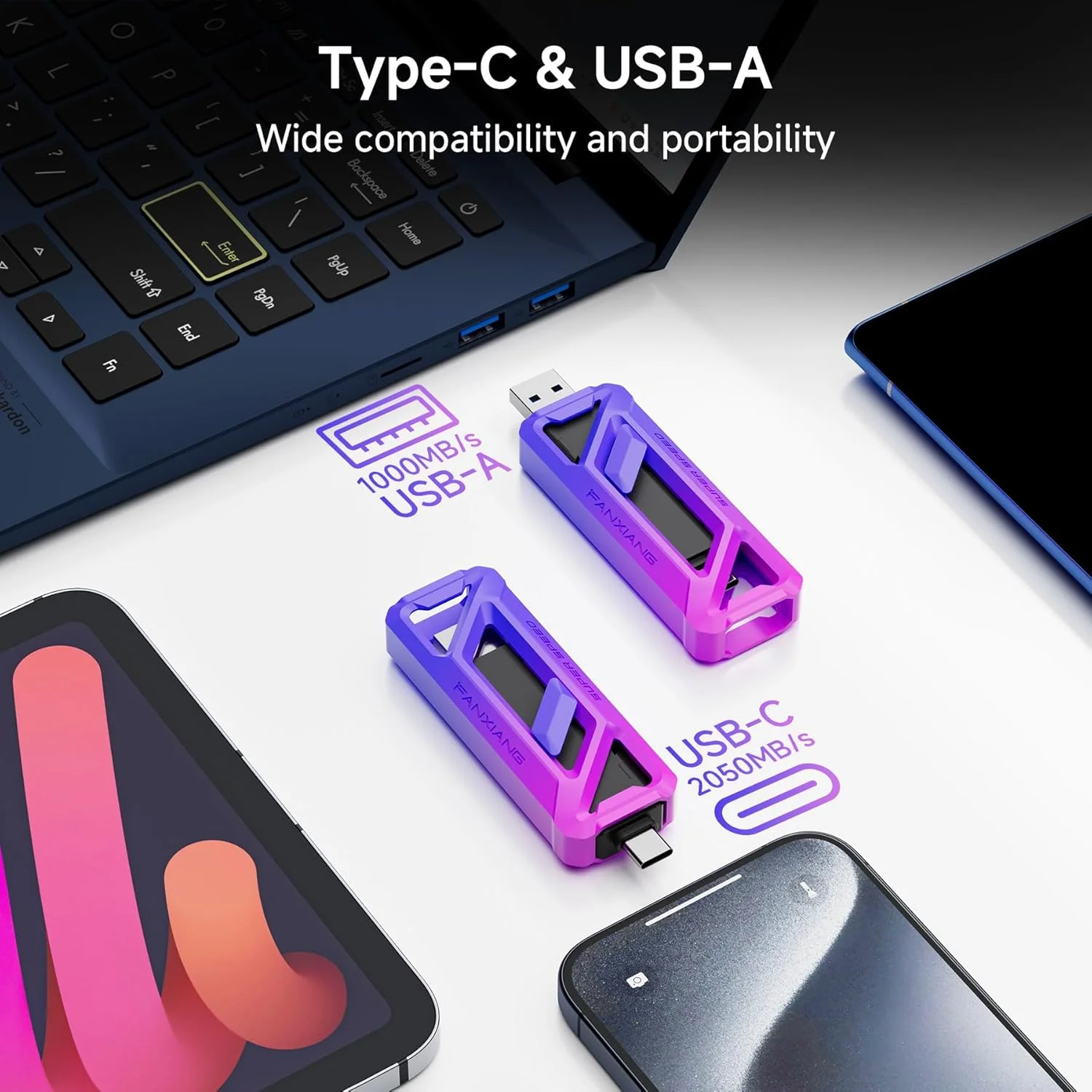 فلش مموری 512 گیگابایتی fanxiang، سرعت تا 2050 مگابایت بر ثانیه USB 3.2 Gen2×2، درایو USB با USB A + Type C، فلش مموری 2 در 1 برای آیفون/اندروید/ویندوز/مک/لپ تاپ، مدل FF958 فلش مموری 512 گیگابایتی fanxiang، سرعت تا 2050 مگابایت بر ثانیه USB 3.2 Gen2×2، درایو USB با USB A + Type C، فلش مموری 2 در 1 برای آیفون/اندروید/ویندوز/مک/لپ تاپ، مدل FF958