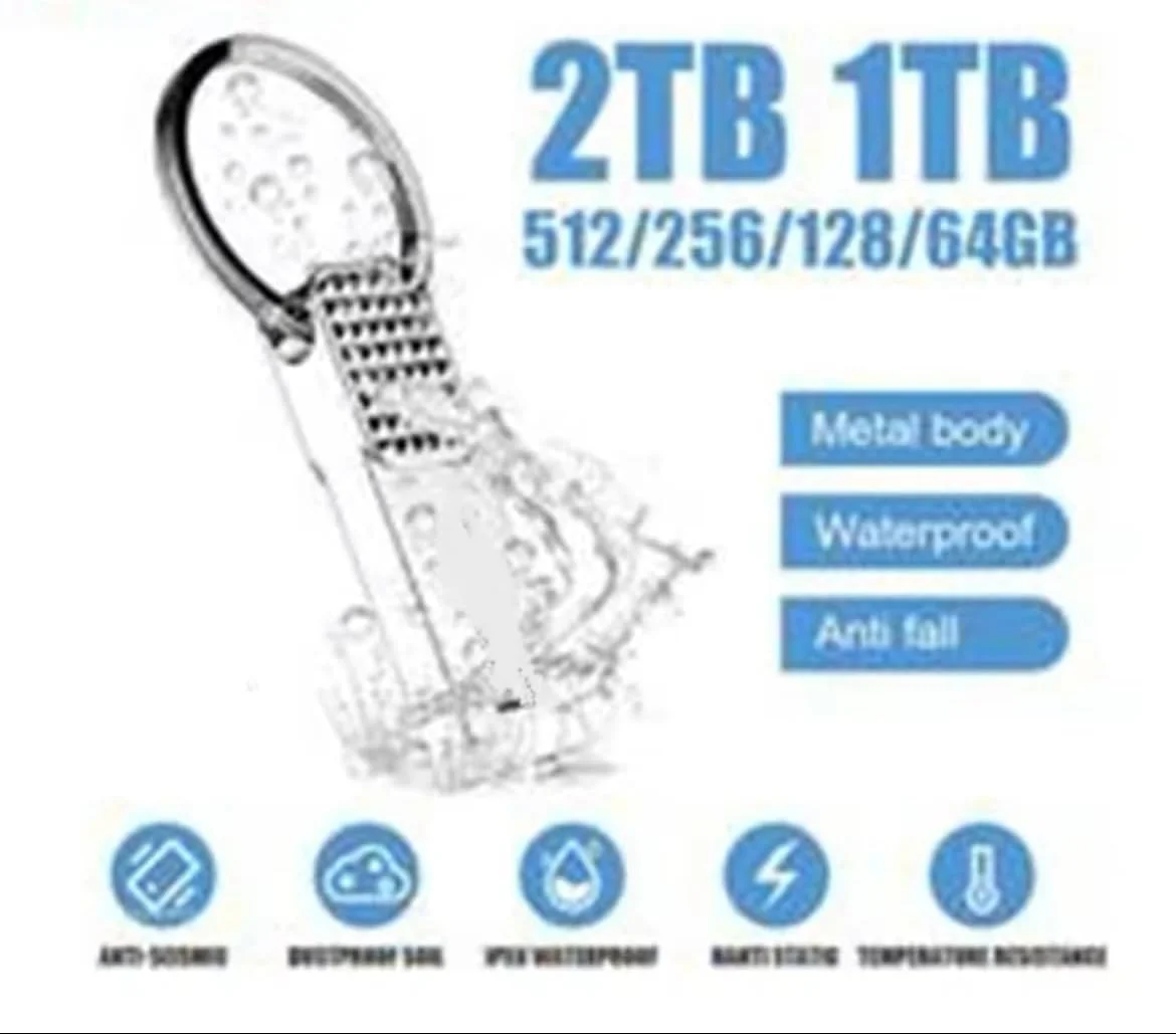 فلش مموری USB 3.0، ظرفیت ذخیره سازی 2 ترابایت، فلش درایو فلزی قابل حمل، انتقال داده با سرعت بالا فلش مموری USB 3.0، ظرفیت ذخیره سازی 2 ترابایت، فلش درایو فلزی قابل حمل، انتقال داده با سرعت بالا