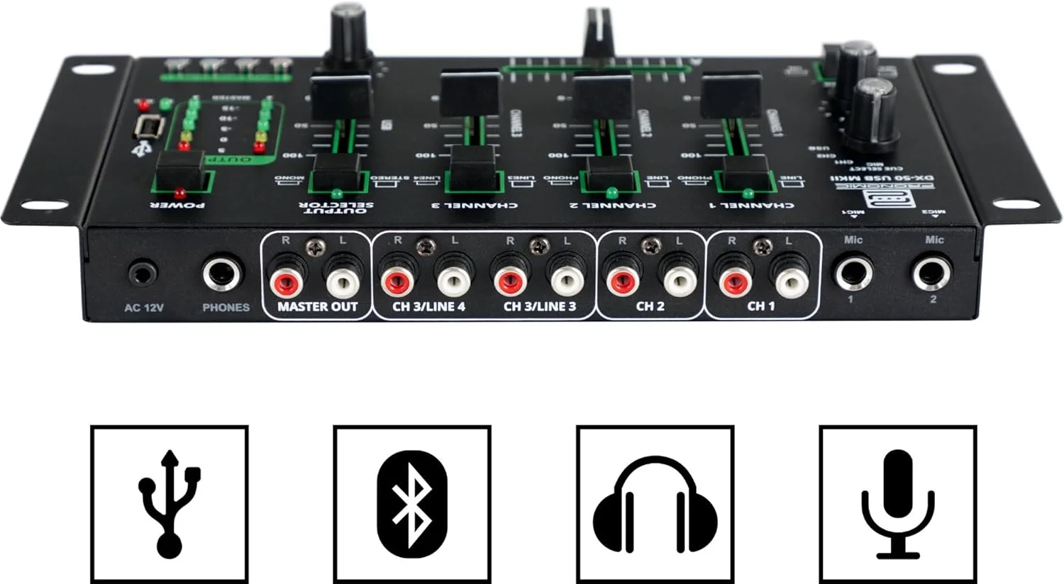 میکسر دی‌جی ۴ کاناله Pronomic DX-50 USB MKII با بلوتوث