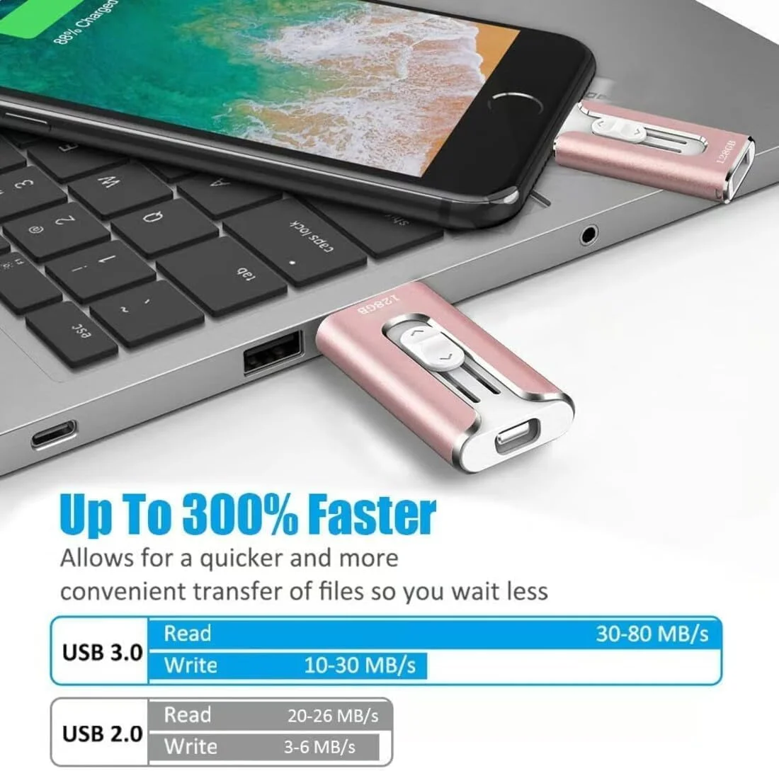 فلش مموری 4 در 1 موبایل و کامپیوتر با پورتهای میکرو یواسبی، 8 پین و یواسبی 3.0، سازگار با گوشیهای هوشمند و تبلتهای اندرویدی (256 گیگابایت، C) فلش مموری 4 در 1 موبایل و کامپیوتر با پورتهای میکرو یواسبی، 8 پین و یواسبی 3.0، سازگار با گوشیهای هوشمند و تبلتهای اندرویدی (256 گیگابایت، C)